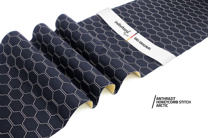 indivitara® Premium Stitch - selbstklebender Mikrofaserstoff Premium mit echten Nähten - Meterware - verschiedene Farben